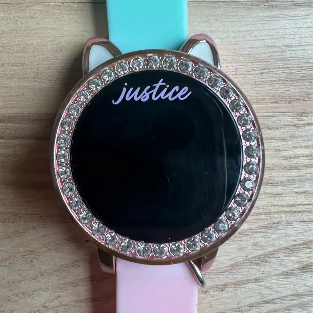 Justice girls digital cat ombre rhinestone watch NEW BATTERY